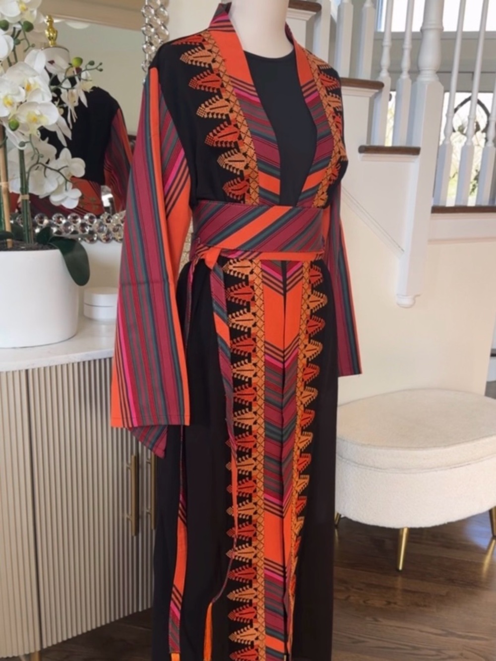 Palestinian embroidered Tatreez Black Maxi Dress abaya Thobe